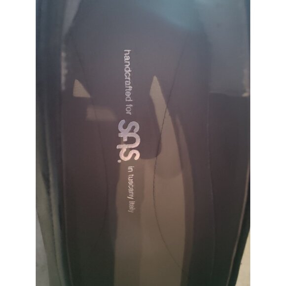 SAS Regina Black Slip On Leather Pumps Heels 1.375" 10WW - Picture 5 of 10